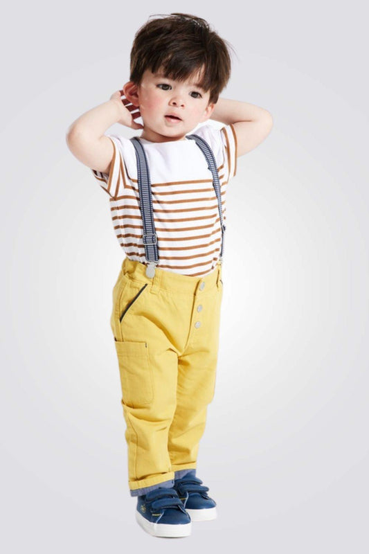 OBAIBI - מכנסיים צהובות עם רצועות לתינוקות - MASHBIR//365