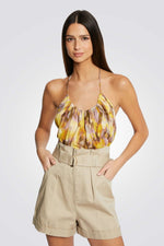 MORGAN - מכנסיים קצרים גזרה גבוהה בצבע בז' - MASHBIR//365