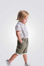 OBAIBI - מכנסיים קצרים עם שלייקס בצבע חאקי - MASHBIR//365