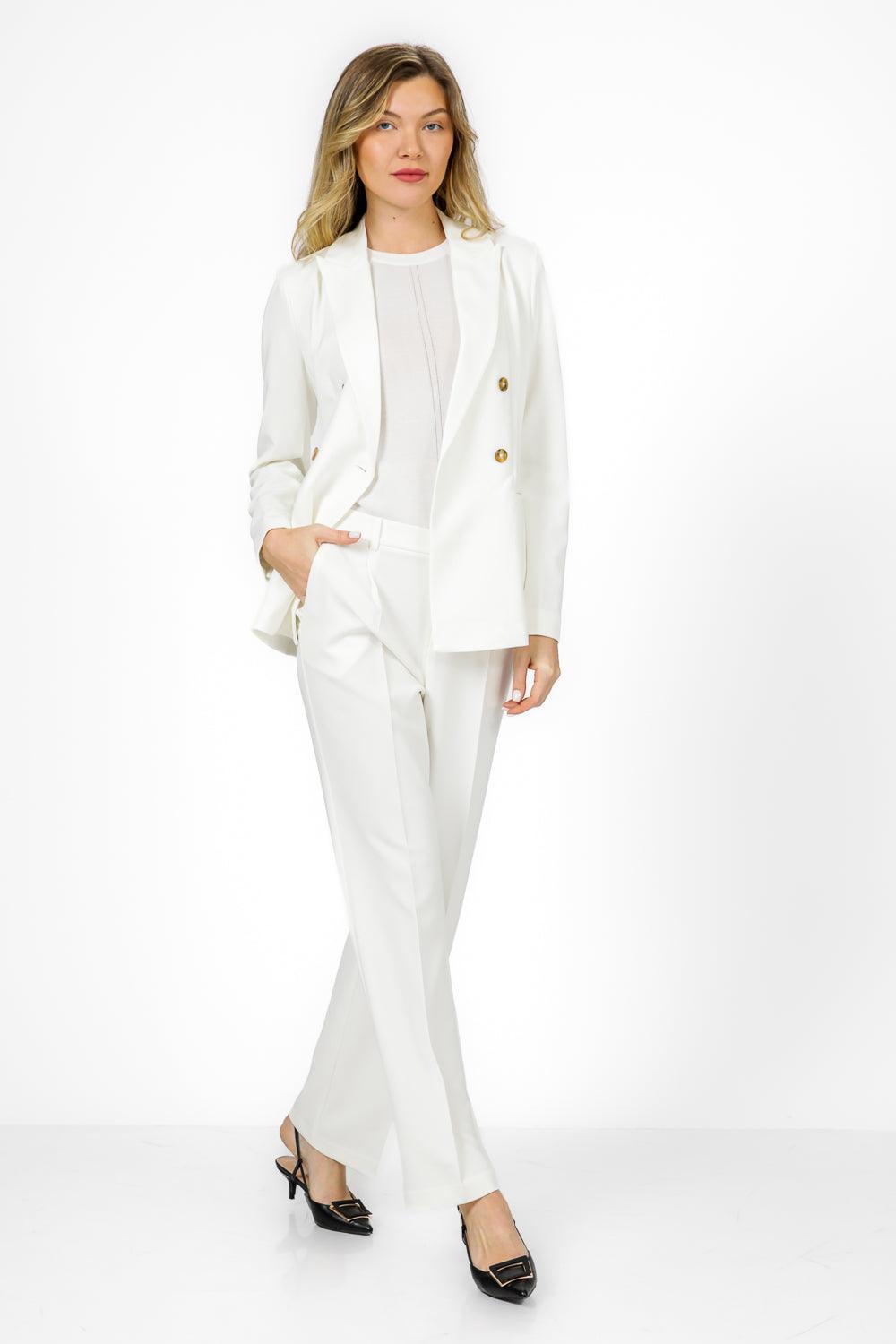 KENNETH COLE - מכנסיים מחוייטים בצבע לבן - MASHBIR//365