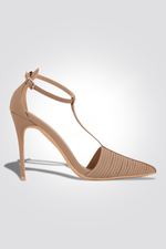 KENNETH COLE - נעלי עקב מפוספס 10 ס"מ בצבע בז' - MASHBIR//365