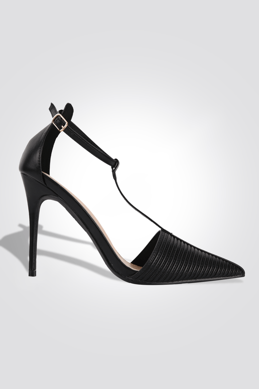 KENNETH COLE - נעלי עקב מפוספס 10 ס"מ בצבע שחור - MASHBIR//365