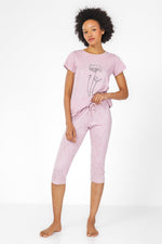 BONITA DE MAS - סט פיג'מה 3/4 לנשים בצבע סגול - MASHBIR//365