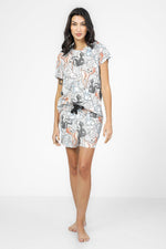 DELTA - סט פיג’מה קצרה BAMBI לנשים בצבע אפור - MASHBIR//365