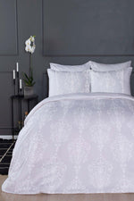 HOMESTYLE - סט מצעים זוגי רחב 180/200 כותנה סטאן דגם קלאודיה גוון לבן - MASHBIR//365