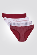 LEE COOPER - סט רביעיית תחתונים מודפסים בגווני לבן ובורדו - MASHBIR//365