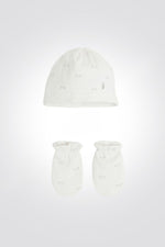 OBAIBI - סט כובע וכפפות לתינוקות בצבע לבן - MASHBIR//365