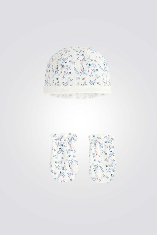 OBAIBI - סט כובע וכפפות לתינוקות בהדפס כחול - MASHBIR//365