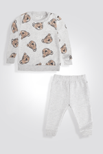 DELTA - סט חולצה ומכנסיים לתינוקות LEOPARD בצבע אפור בהיר - MASHBIR//365