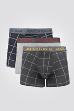 DELTA - שלישיית בוקסרים קצרים צמודים משבצות - MASHBIR//365