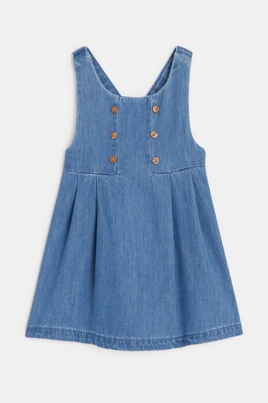 OBAIBI - שמלת אוברול ג'ינס לתינוקות וחולצת טריקו פרחונית כחולה - MASHBIR//365