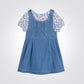 OBAIBI - שמלת אוברול ג'ינס לתינוקות וחולצת טריקו פרחונית כחולה - MASHBIR//365 - 1