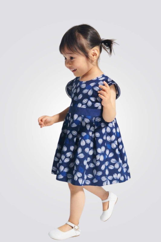OBAIBI - שמלת הדפס עלים בצבע כחול לתינוקות - MASHBIR//365