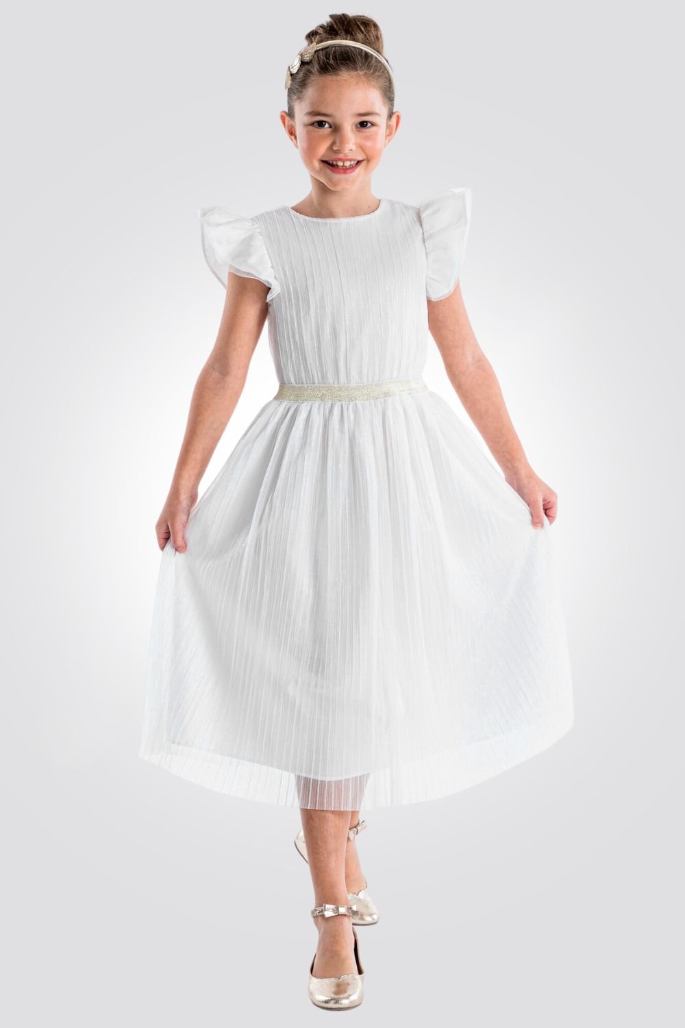 OKAIDI - שמלת ילדות חגיגית ארוכה בצבע לבן - MASHBIR//365