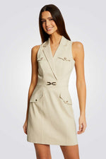 MORGAN - שמלת מיני ללא שרוולים בצבע בז' - MASHBIR//365