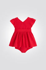 OBAIBI - שמלת תינוקות אלגנטית שרוול קצר פליסה באדום - MASHBIR//365