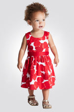 OBAIBI - שמלת תינוקות סארפן הדפס פרחים גדולים אדום לבן - MASHBIR//365