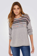 APRICOT - סריג אפור עם עיטורים צבעוניים - MASHBIR//365