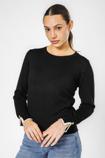 סריג קלאסי עם מפתח עגול לנשים | קנת קול