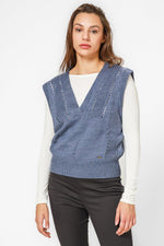 KENNETH COLE - סריג וסט בצבע DENIM - MASHBIR//365