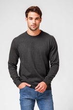 KENNETH COLE - סריג כותנה בייסיק עם צווארון עגול בצבע אפור - MASHBIR//365