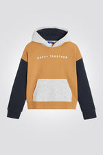 OKAIDI - סווטשירט בנים עם קאפושון בצהוב עם שרוול כחול - MASHBIR//365
