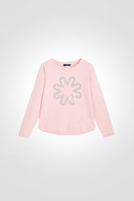 OKAIDI - סווטשירט פרח רקום בצבע ורוד לילדות - MASHBIR//365