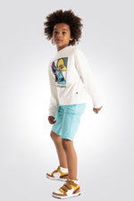 OKAIDI - סווטשירט ילדים לבן עם הדפס סקייטבורד - MASHBIR//365