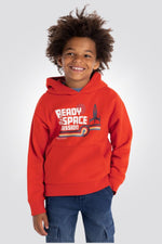 OKAIDI - סווטשירט ילדים עם קאפושון והדפס חללית בכתום - MASHBIR//365