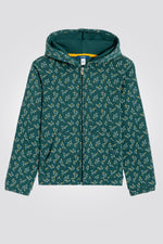 OKAIDI - סווטשירט ילדות עם רוכסן וקאפושון הדפס פרחים צבעוניים על ירוק - MASHBIR//365