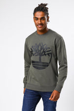 TIMBERLAND - סווטשירט לוגו מודפס ירוק זית - MASHBIR//365