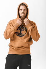 TIMBERLAND - סווטשירט חרדל עם כובע קפוצ’ון והדפס לוגו עץ - MASHBIR//365