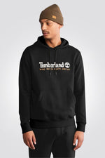 TIMBERLAND - סווטשירט שחור עם כובע קפוצ’ון והדפס לוגו עץ - MASHBIR//365