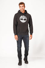 TIMBERLAND - סווטשירט שחור עם כובע קפוצ’ון והדפס לוגו עץ - MASHBIR//365