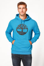 TIMBERLAND - סווטשירט כחול עם כובע קפוצ’ון והדפס לוגו עץ - MASHBIR//365