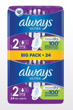 always - תחבושת אולטרה לונג עם כנפיים מידה 2 - 24 יחידות - MASHBIR//365