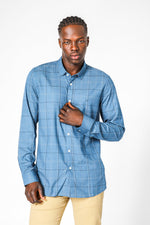 KENNETH COLE - TEAL חולצת במבוק לייקרה משובצת - MASHBIR//365