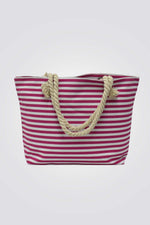 SIMPLY STAR - תיק חוף פסים בצבע ורוד ולבן - MASHBIR//365