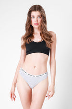 KENNETH COLE - תחתון חוטיני כותנה גומי לוגו בצבע אפור - MASHBIR//365