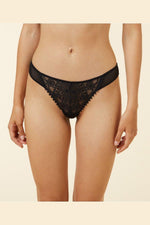 ETAM - תחתוני טנגה תחרה PARADIS בצבע שחור - MASHBIR//365