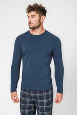 DELTA - חולצה ארוכה צווארון עגול SLIM בצבע נייבי - MASHBIR//365