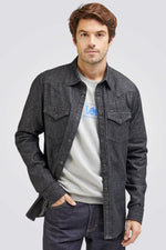 LEE - חולצה ג'ינס מכופתרת לגברים REGULAR WESTERN בצבע שחור פחם - MASHBIR//365