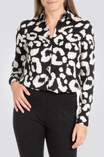 PUNT ROMA - חולצה מכופרת הדפס שחור לבן - MASHBIR//365
