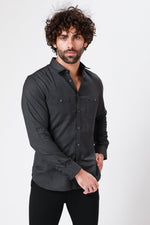 KENNETH COLE - חולצה מכופתרת צבע פחם - MASHBIR//365