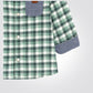 OBAIBI - חולצה מכופתרת שרוול ארוך משובצת בצבע ירוק - MASHBIR//365 - 4