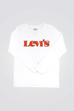 LEVI'S - חולצה שרוול ארוך LEVI'S לבן בהדפס לוגו אדום לנערים - MASHBIR//365