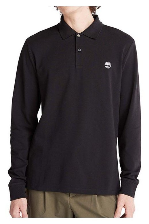 TIMBERLAND - חולצת פולו עם לוגו רקום בצבע שחור - MASHBIR//365
