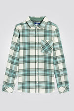 OKAIDI - חולצת ילדים פלנל מכופתרת משבצות ירוק על שמנת - MASHBIR//365