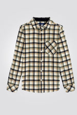 OKAIDI - חולצת ילדים פלנל מכופתרת משבצות חומות על בז - MASHBIR//365