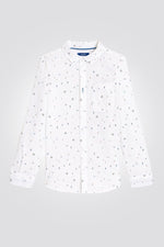 OKAIDI - חולצת ילדים מכופתרת לבנה עם הדפס דמוי כוכבים - MASHBIR//365